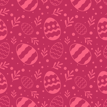 Easter Eggs with seamless ornament pattern, Vector.