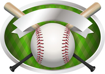 Baseball and Bat Emblem Illustration