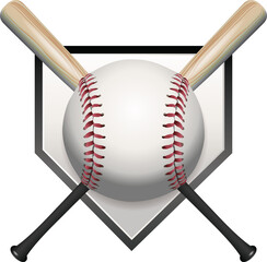 Baseball, Bat, Homeplate Illustration