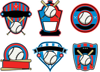 Baseball and Bat Emblems and Badges