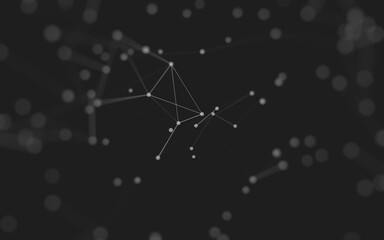 Abstract background. Molecules technology with polygonal shapes, connecting dots and lines. Connection structure. Big data visualization.