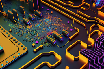  a 3d pattern of technology circuit board and chipset