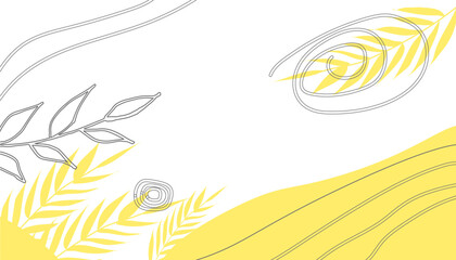 Spring bright abstract background for the banner. Flowers, plants. Space for text. Vector illustration.