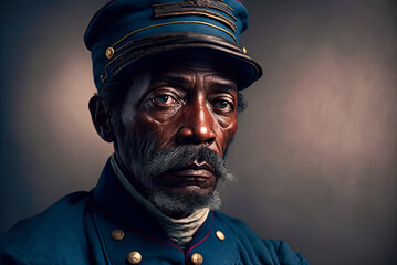 African American Union Civil War soldier. Generative AI - obrazy, fototapety, plakaty