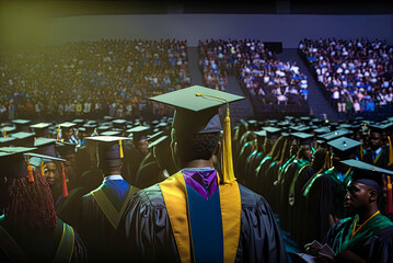 African American graduate at commencement ceremony. Generative AI