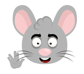 vector illustration face of a cartoon mouse with a happy expression, making the classic vulcan salute with the hand