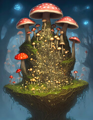 Mushrooms City in the forest