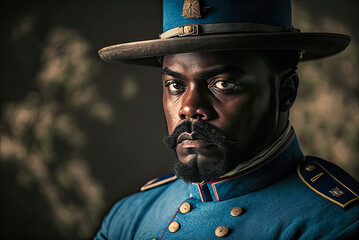 African American Union Civil War soldier. Generative AI - obrazy, fototapety, plakaty
