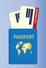 Passport with boarding passVector