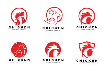 Chicken Logo, Farm Animal Vector, Design For Chicken Farm, Fried Chicken Restaurant, Cafe