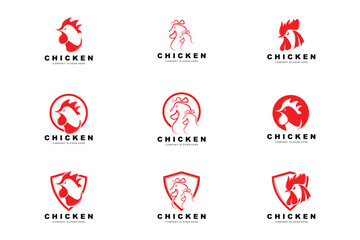 Chicken Logo, Farm Animal Vector, Design For Chicken Farm, Fried Chicken Restaurant, Cafe