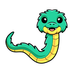 Fototapeta premium Cute green spiny bush viper cartoon