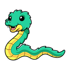 Cute green spiny bush viper cartoon