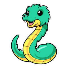 Cute green spiny bush viper cartoon