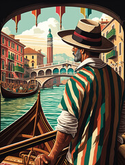Venice, Italia | Gondolier poster