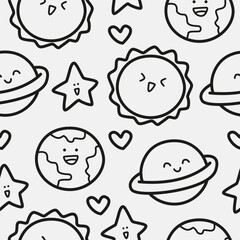 Planet doodle cartoon pattern design vector illustration