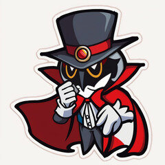 cartoon magician in robe mask and hat