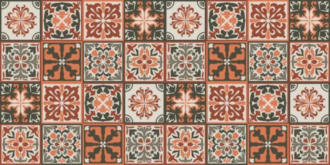 Papier peint Portugal carreaux de céramique Seamless Moroccan mosaic Tile pattern with colorful Patchwork. Vintage Portugal azulejo, Mexican Talavera, Italian majolica Ornament, Arabesque motif or Spanish ceramic Mosaic