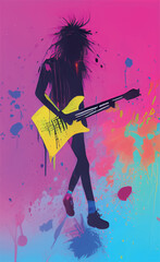 rock band Guitarist vector poster - 576148621