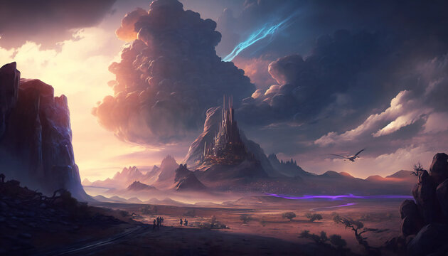 Asgard world of the gods - home of the Aesir - cloud landscape - German Mythologies - Generative AI