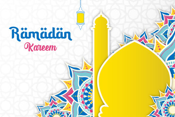 background ramadan kareem illustration in paper style 