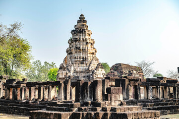 Naklejka premium Prasat Hin Phanom Wan Ancient Khmer castle located in Nakhon Ratchasima, Thailand