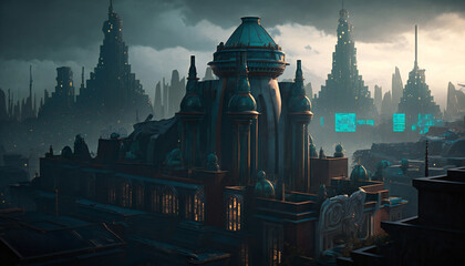 Asgard world of the gods - home of the Aesir - landscape - German Mythologies - Generative AI