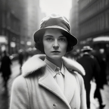 #2 1920s Black & White Portrait Photography Of A Woman In The Streets Of New York, USA