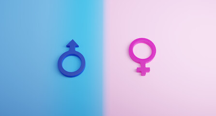 Pink woman sign and Blue man sign for business equality human rights and gender concept using....