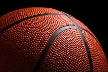 Fototapeta premium Orange basketball ball on black background, closeup
