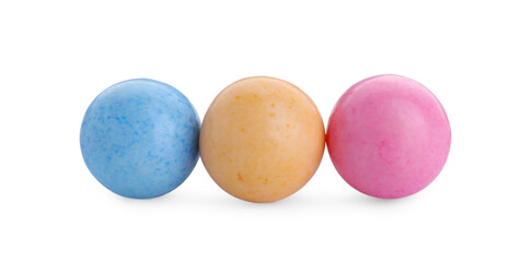 Bright sweet chewy gumballs isolated on white