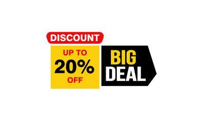20 Percent BIG DEAL offer, clearance, promotion banner layout with sticker style. 
