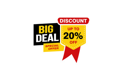 20 Percent BIG DEAL offer, clearance, promotion banner layout with sticker style. 
