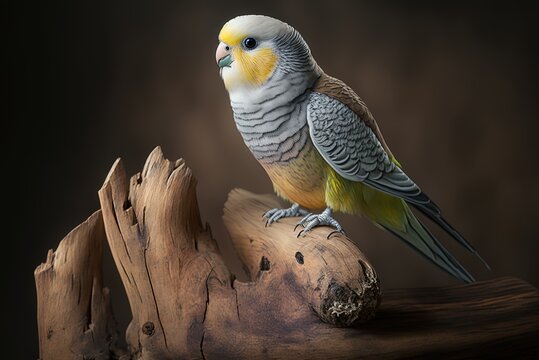 Close-up of a fifi bird sitting on a log in a vertical position. Generative AI