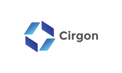 Logo vector blue hexagonal cube blue concept modern technology