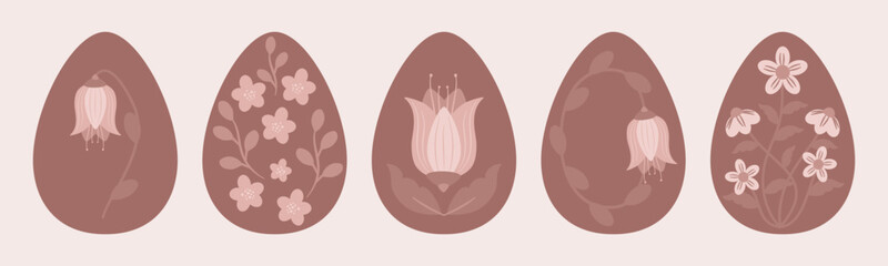 Świąteczne jajka, ozdobne pisanki. Zestaw jajek wielkanocnych. Ilustracje wektorowe na Wielkanoc. - obrazy, fototapety, plakaty