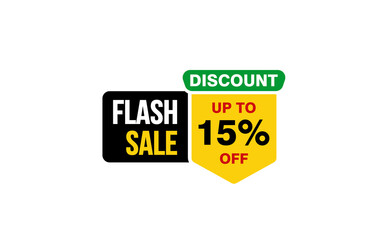 15 Percent FLASH SALE offer, clearance, promotion banner layout with sticker style. 
