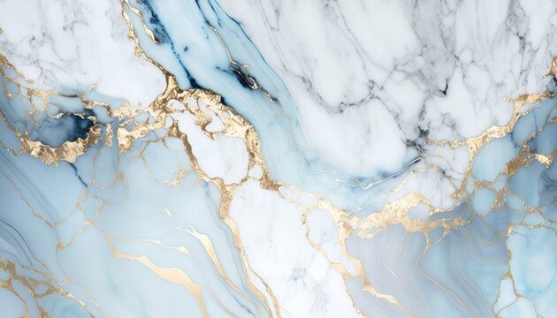 Luminous Blue Marble: A Radiant and Glowing Texture with Subtle Gold Veins, AI Generative © NikoArakelyan