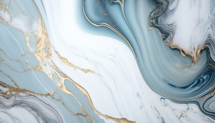 Glittering Blue Marble with Elegant Gold Veins, AI Generative
