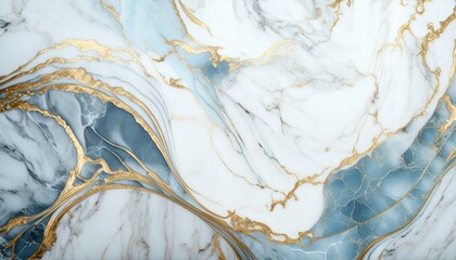 Soft Blue Marble with Twinkling Gold Flecks, AI Generative
