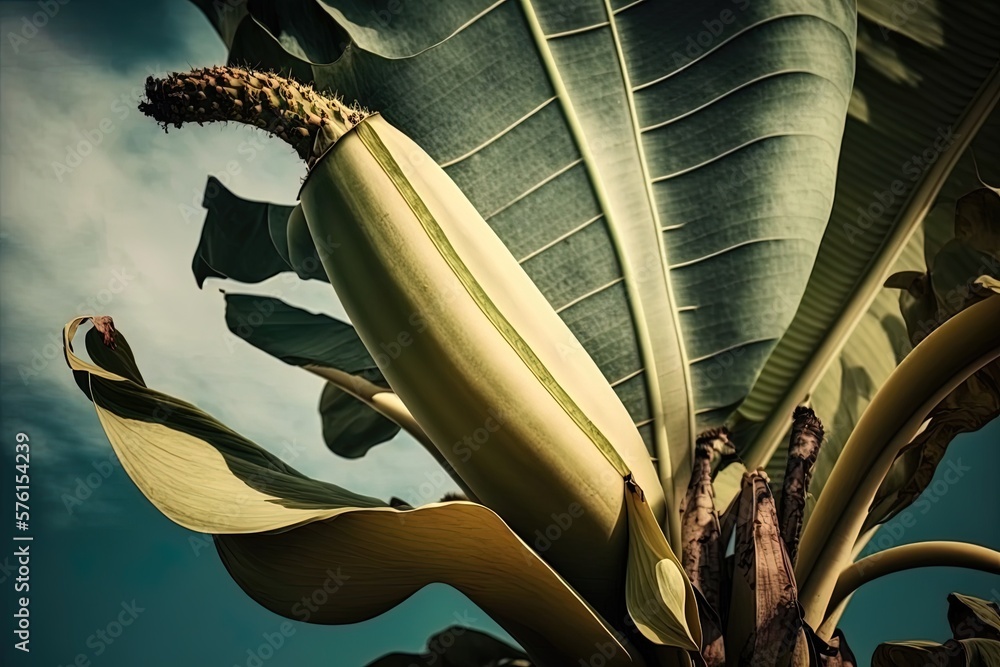 Poster panoramic view of a banana grove generative ai