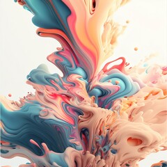 3-D Abstract Fluid Splash Art for Wallpaper Design or Use. Generative AI Illustration.