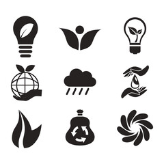 Environmental Issues icon set. Collection of Environment and Climate related vector glyph icons