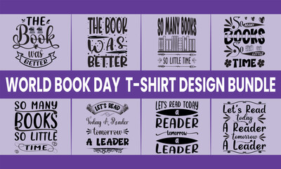 Fototapeta premium World Book Day T-shirt Design Bundle