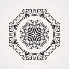 Ornamental Hexagonal Flower Mandala. suitable for henna, tattoos, coloring books