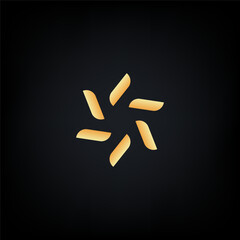 Obraz premium Stylish linear shape abstract gold logo design template.