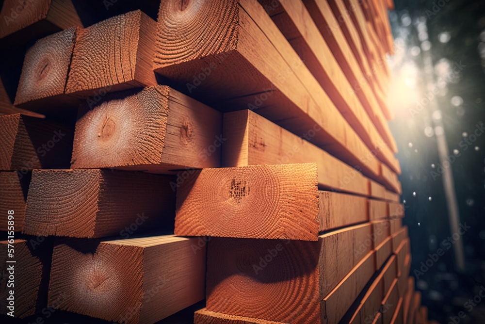 Poster timber from trees, stacked vertically. generative ai