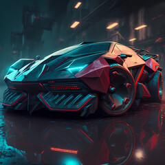 Futuristic car for Spider-Man created with Generative AI - obrazy, fototapety, plakaty