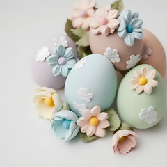 Obraz na płótnie Canvas Easter eggs cute flower pastel. Generative AI
