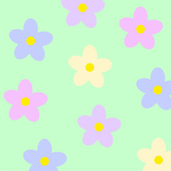 Abstract flowers light green background. Vector illustration.